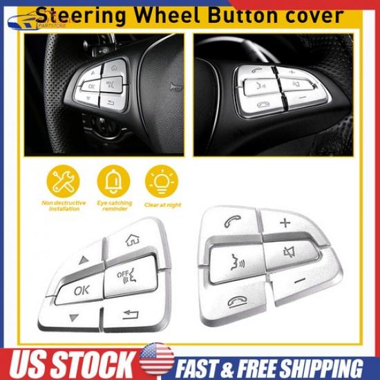 

For Benz C GLC Class 2015-2018 Silver Steering Wheel Button Fix Cover Decoration