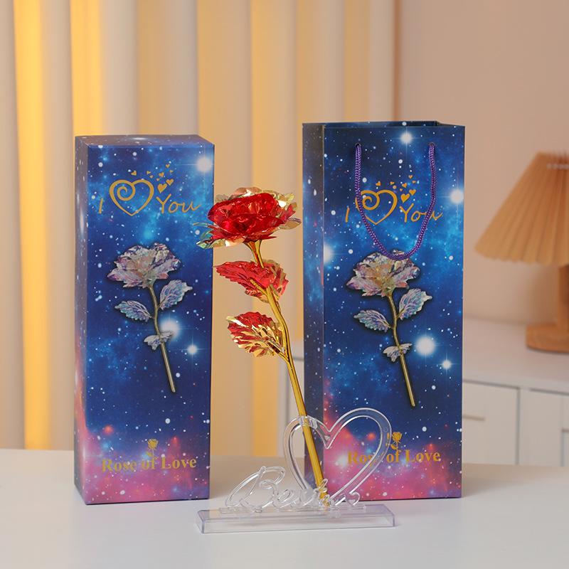 Φωτεινή Ανθοδέσμη με Τριαντάφυλλα από Φύλλο Χρυσού 24Κ: Διατηρημένα Τεχνητά Λουλούδια για την Ημέρα του Αγίου Βαλεντίνου, την Ημέρα της Μητέρας και τα Γενέθλια