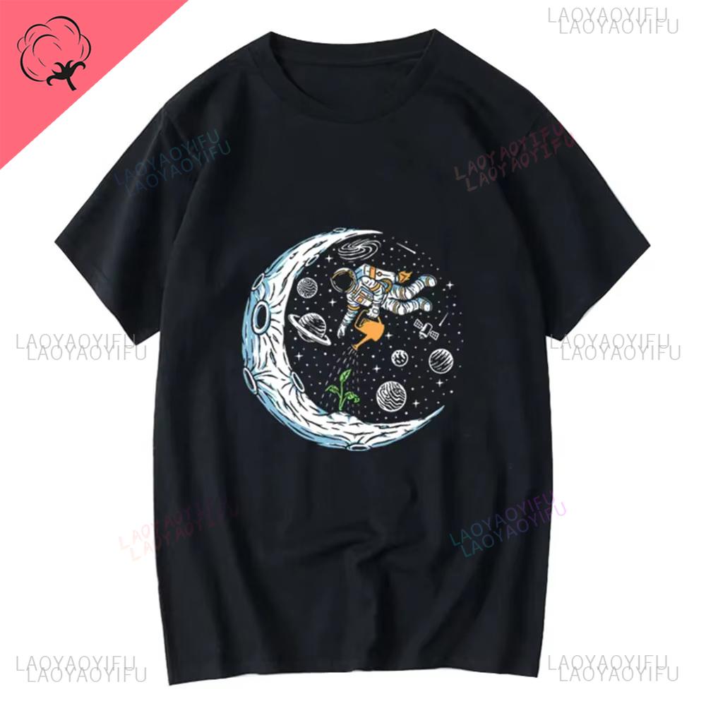 Creative Astronaut Mens TShirts Loose Cotton Breathable TShirt Tops Quality Comfortable Casual Fashio Man Oneck Shortsleev
