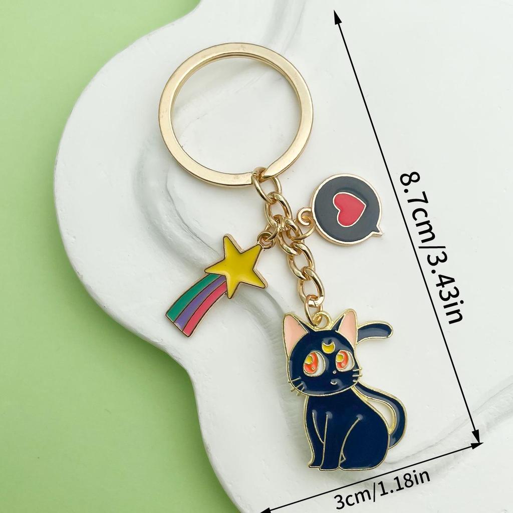 Sailor Moon Luna Cat Keychain - Cute Cartoon Pendant for Bags and Backpacks