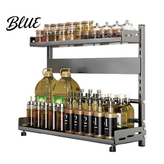 Portaspezie Robusto Rastrelliera da Cucina in Acciaio al Carbonio 2/3 Livelli Organizer da Banco per Condimenti Organizzatore Portabottiglie Multi-Livello per Spezie