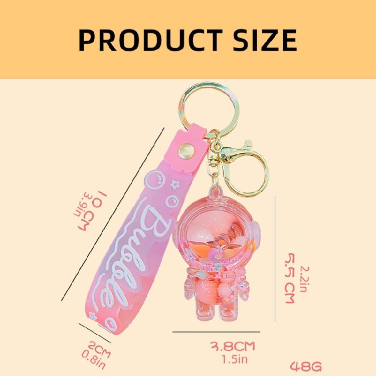 Fashionable Keychain With Lovely Cartoon Dolls and Flowing Sand In Sturdy Resin Oil Pendant Daily Use Casual Wear