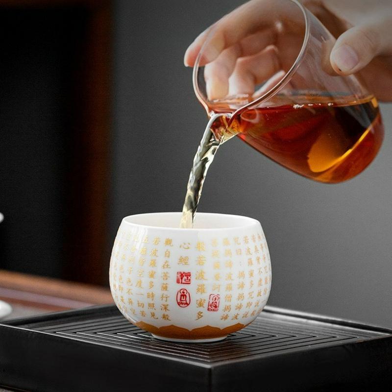 Chinese Ceramic Wealth Tea Cup Handmade White Porcelain Gaiwan Teaware Master Cup Teacups Supplies Craft Tea Ceremony 2025 New