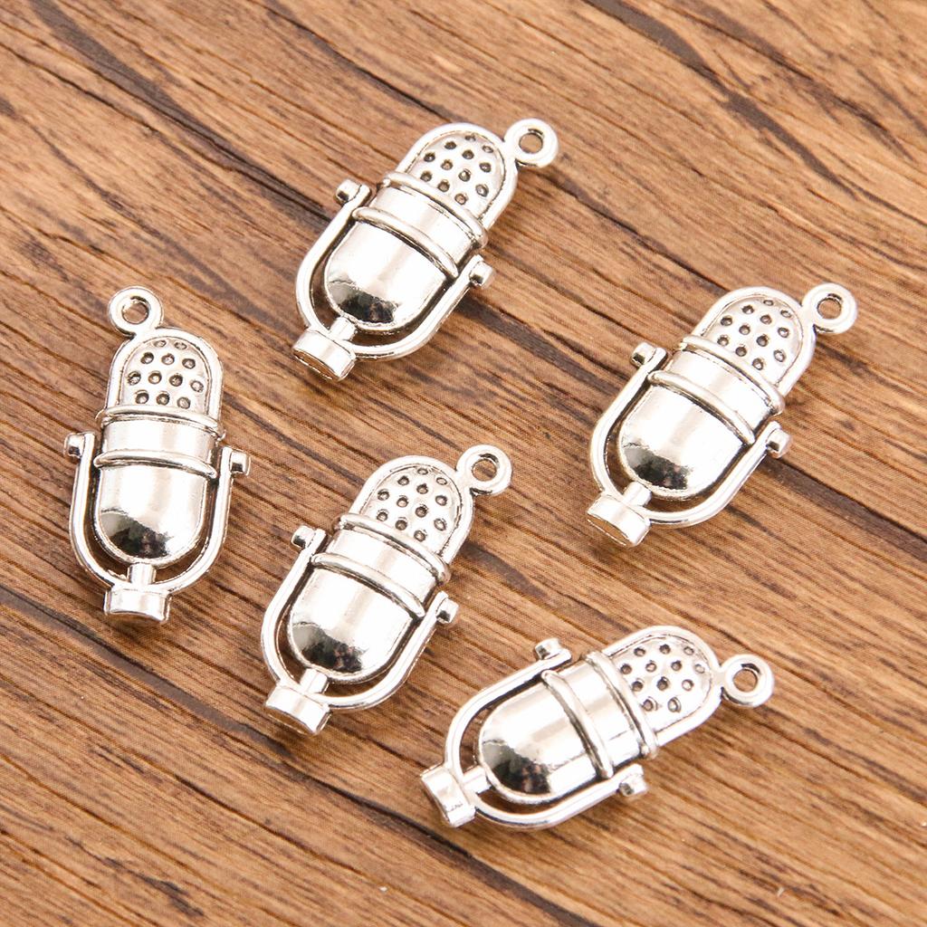 10pcs Musical Note Pendant Piano Guitar Microphone Speaker Suona Music Equipment Alloy Jewelry Accessories