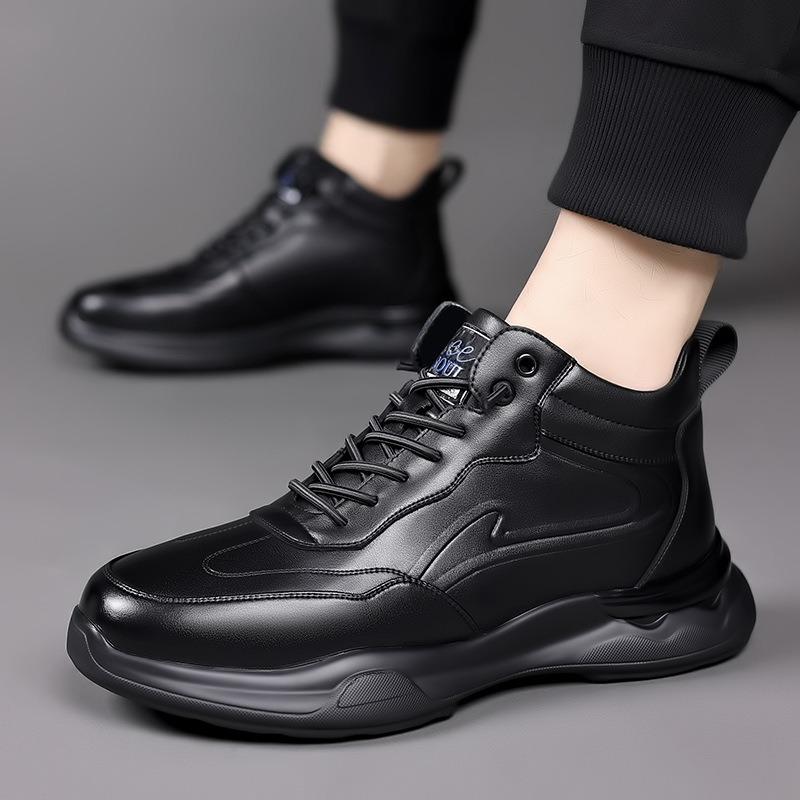 Fashion Fashion Cow Leather Velvet Warm Platform Sneakers for Men Autumn Winter Soft-soled Casual New Designer Ankle Boots Shoes Male