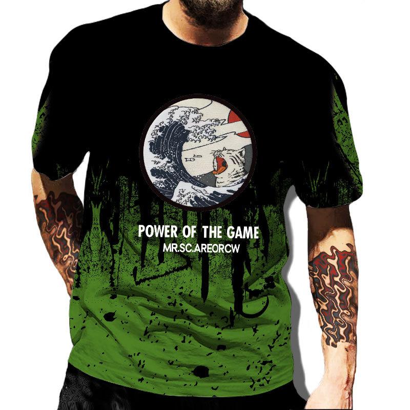 

Волна Кот 3D Печать Животное Короткий Рукав Уличный Стиль Повседневная Животное Футболка для Мужчин Женщин Рубашка S