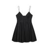 Women's clothing, European and American style niche fashion V-neck suspender poplin short dress/