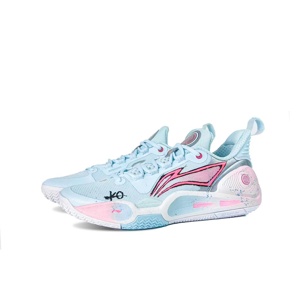 Li Ning Speed 9 Cherry Blossom Dusty Blue Flash Cushioning Abrasion Resistant Low Top Basketball Shoes Men's Blue Pink ABPT001-6(Team1495-ww)