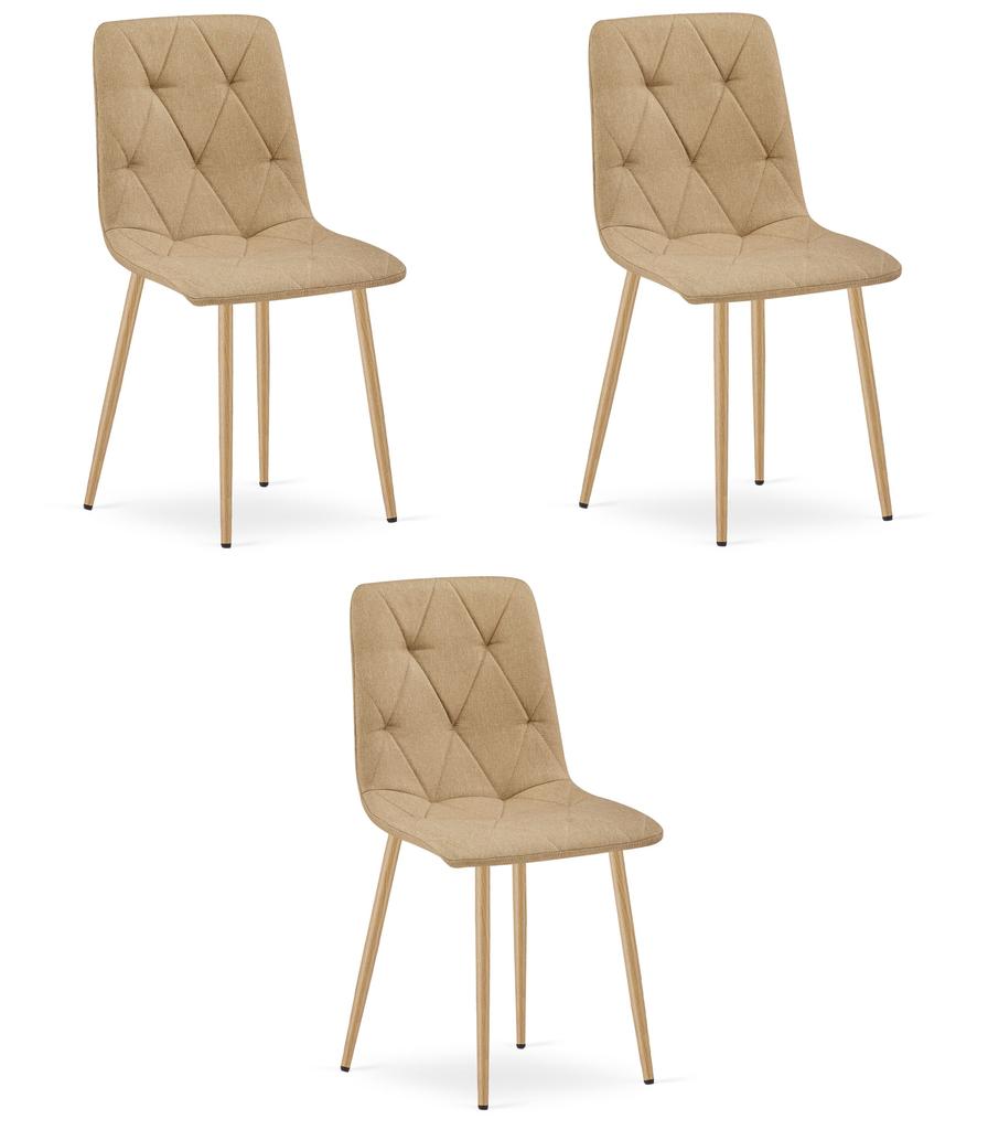 Libra Chair - Brown Fabric / Wood-Colored Legs X 3