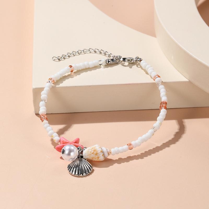 Bohemian Starfish Shell Beaded Bracelet For Women Girls Handmade Rice Beads Conch Bracelets Summer Beach Vacation Party Jewelry