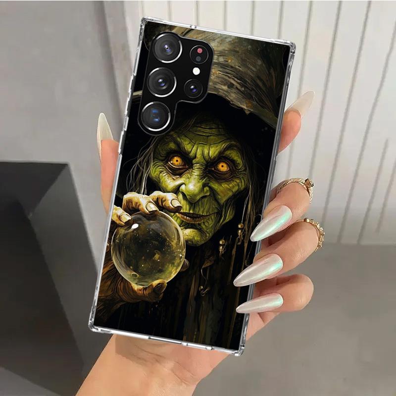 Halloween Moon Witch Horror Phone Case for Samsung Galaxy S26 S24 S23 Ultra S25 Edge S22 S21 Plus S20 FE + Soft Print Shell Fund