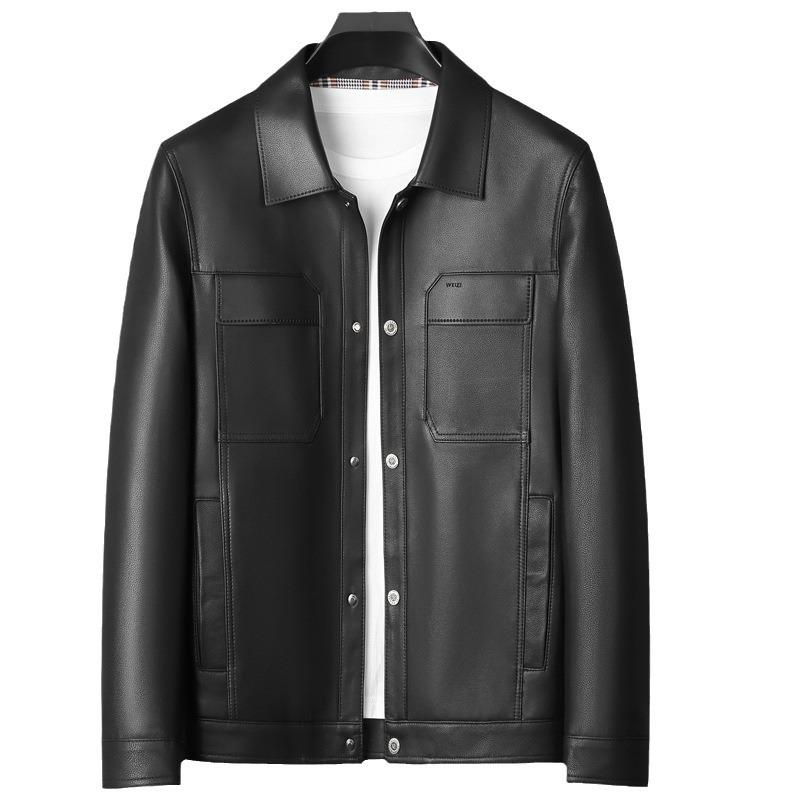 Leather Jacket Leather Lapel Leather Jacket Men's Sheepskin Men's Jacket Thin Leather Jacket High Sense