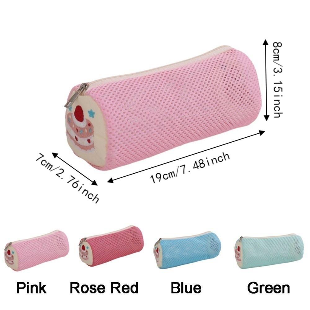 Large Capacity Cylinder Pencil Pouch Korean Style Stationery Bag Cake Embroidery Pen Bag School