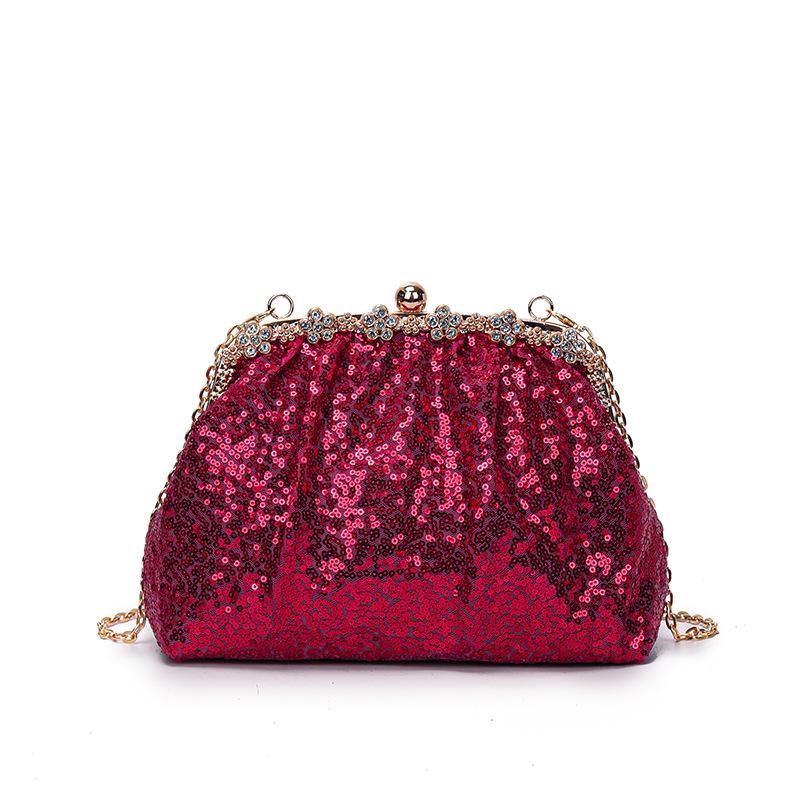 2025 New Temperament Light Luxury Celebrity Holding Dinner Bag Trendy Fashion High Sense Sequined Chain Messenger Bag