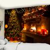 Home Decoration Christmas Tapestry Christmas Tree and Fireplace Home Printing Wall Hanging Background Fabric Tapeçaria De Natal