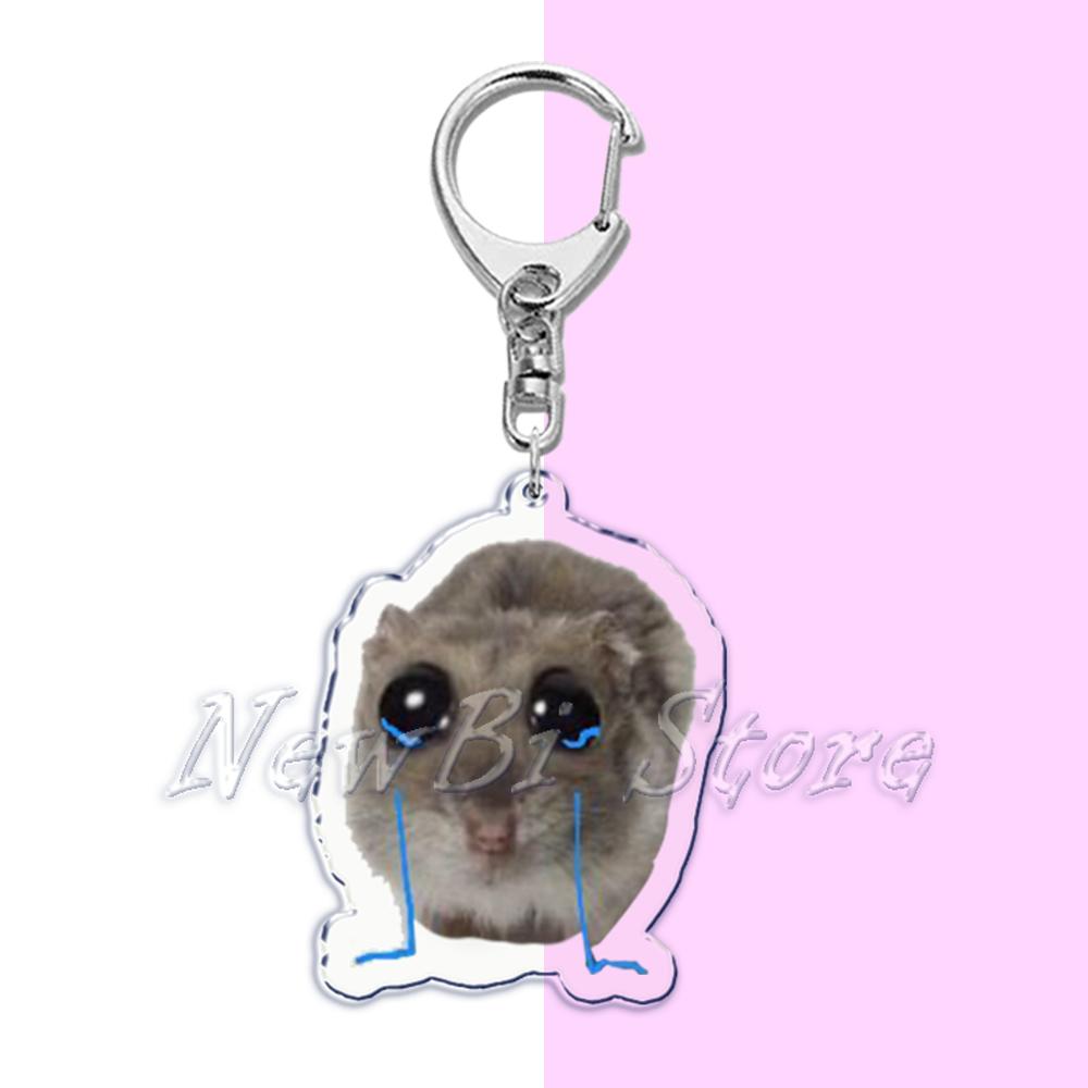 Fun Meme Im Just A Girl Sad Hamster Key Chain Keychains Ring for Accessories Bag Funny Pendant Keyring Jewelry Fans Gifts