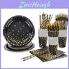Elegant Black Gold Stamping Party Tableware Supply Perfect For Weddings Birthdays And Baby Showers