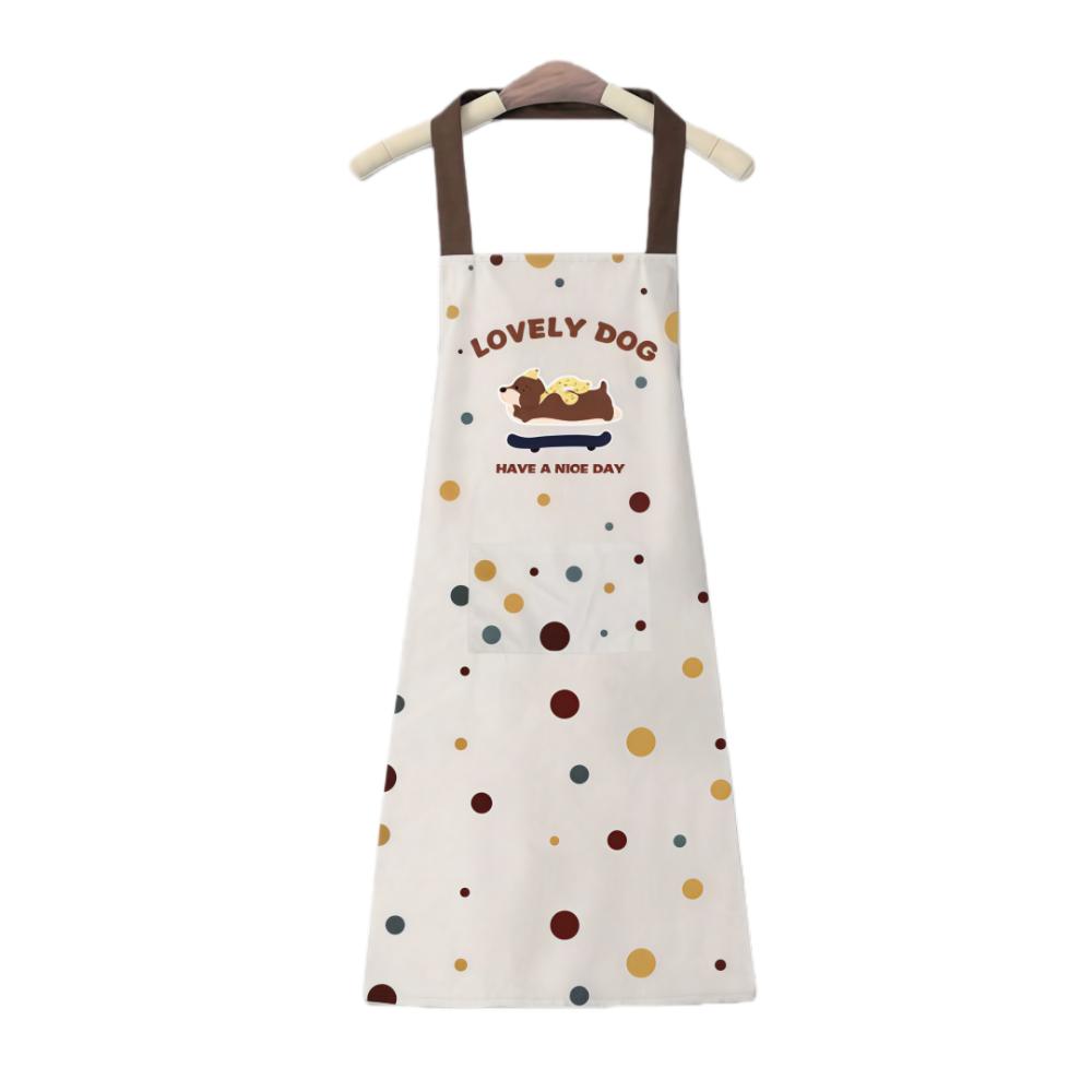 New Sleeveless Kitchen Aprons Cartoon Puppy Stripped Pattern Painting Overalls PVC Waterproof Working Clothes for Cleaning