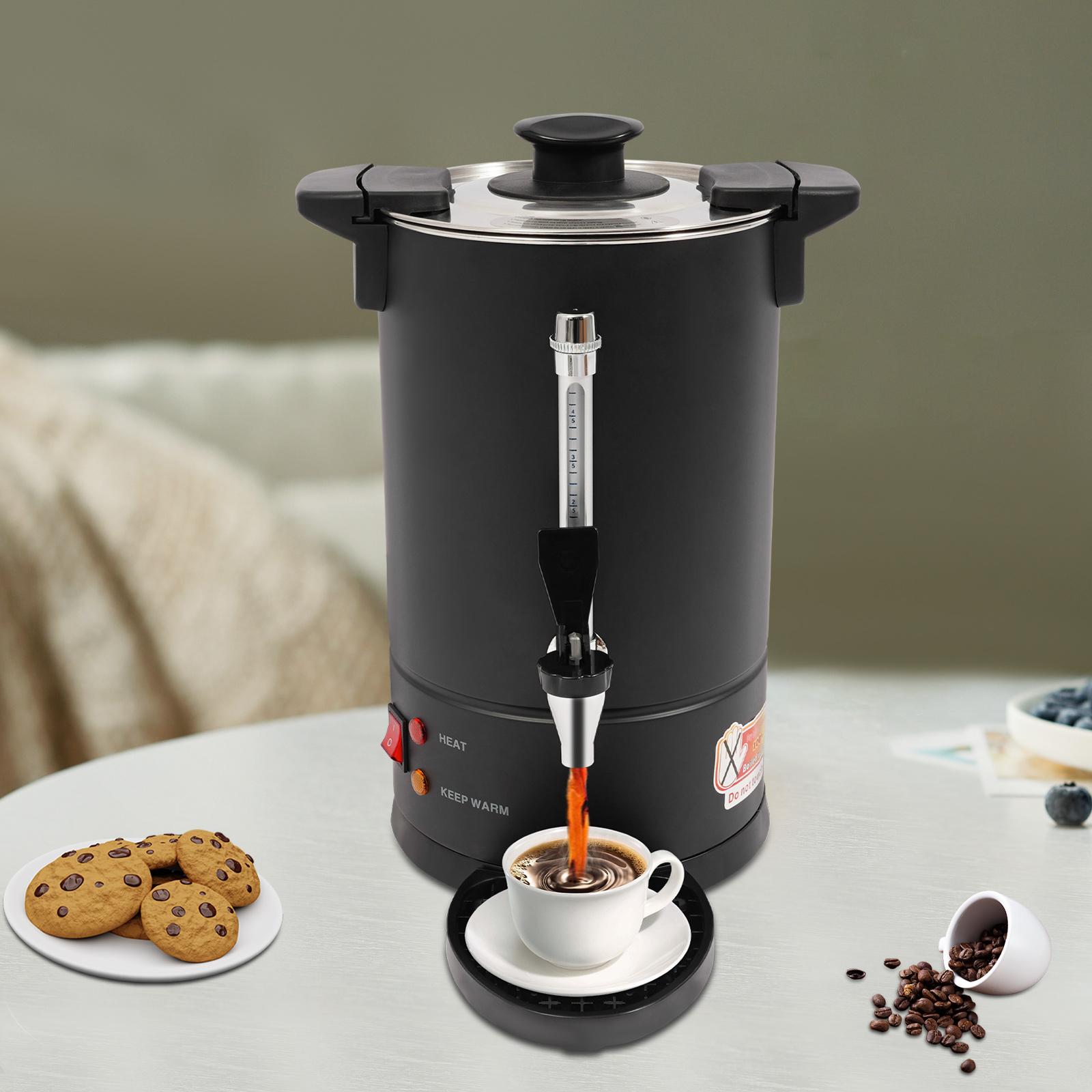 8L Stainless Steel Coffee Urn,Black Round Tabletop Hot Water Dispenser 20.5*34.5cm for Restaurants,Offices nero
