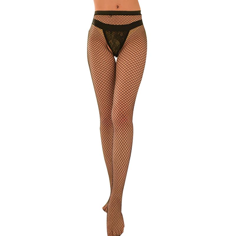 Dame Sexy Temptation Skrittløs Nettstrømpe Sort Tights Netting Åpent Skritt Nettstrømper Stretch Tights