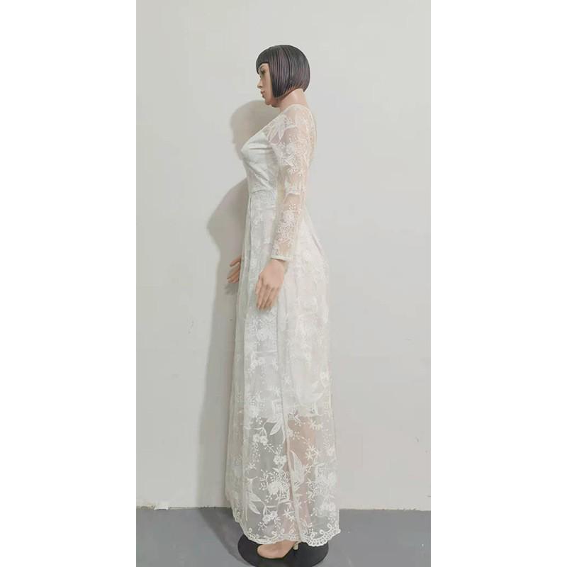 2025 European & American Women's Off-the-Shoulder Long Sleeve Bridal Evening Dress