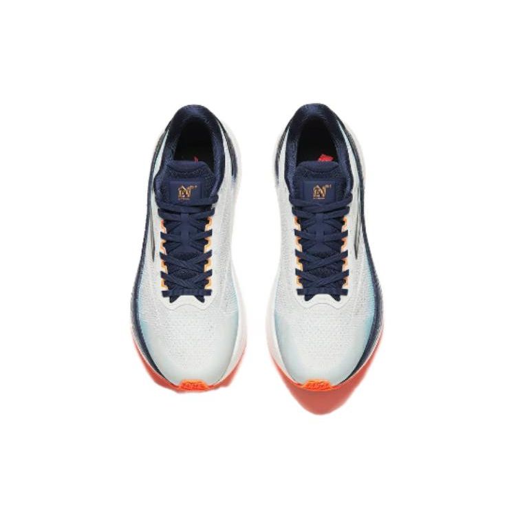 Anta Buty do biegania męskie niskie sznurowane z okrągłym noskiem Sneakersy Białe Niebieskie 112415582-6