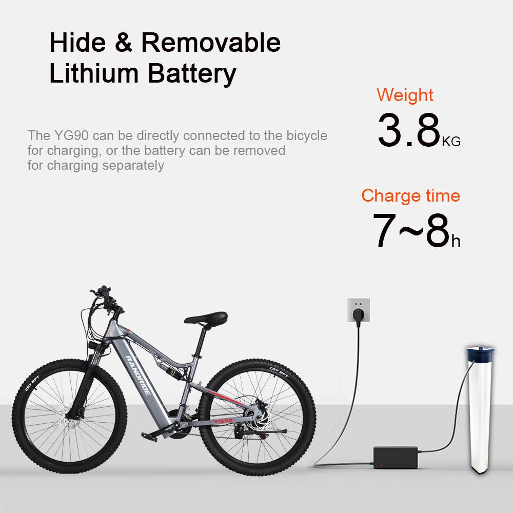Electric Mountain Bike RANDRIDE YG90A 1000W Motor 48V 17Ah Battery Max Speed 45km/h Max Range 90km