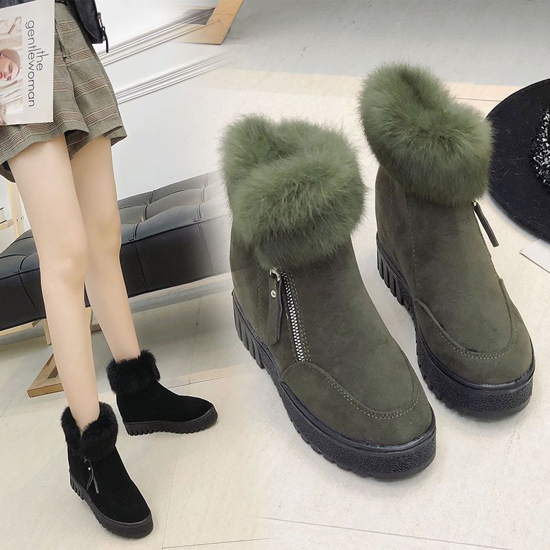 Wildleder Damen Winter Schneestiefel mit runder Spitze Neue Winter Damen Plateau Freizeitstiefel Schnürstiefeletten Damen Flache Martin Stiefel