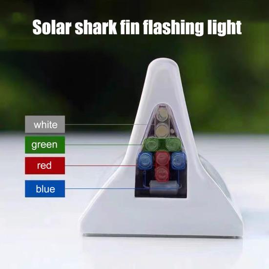 Solar Shark Fins Antenna Light for Car Roof Top LED Warning Lamp with Magnetic Mount Waterproof Auto Tail Decorative Night Safety Light for Cars