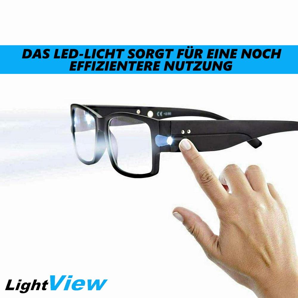 LightView LED Reading Glasses Blue Light Filter Reading Aid Light Unisex Black 123 Dpt