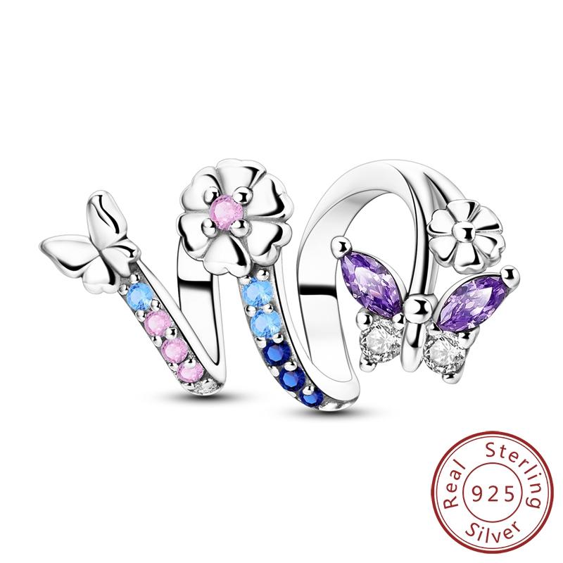 Real Copper Charms Luminous Firefly Butterfly Sunflower Pink Beads Fit Original Bracelet Women Birthday Diy Jewelry