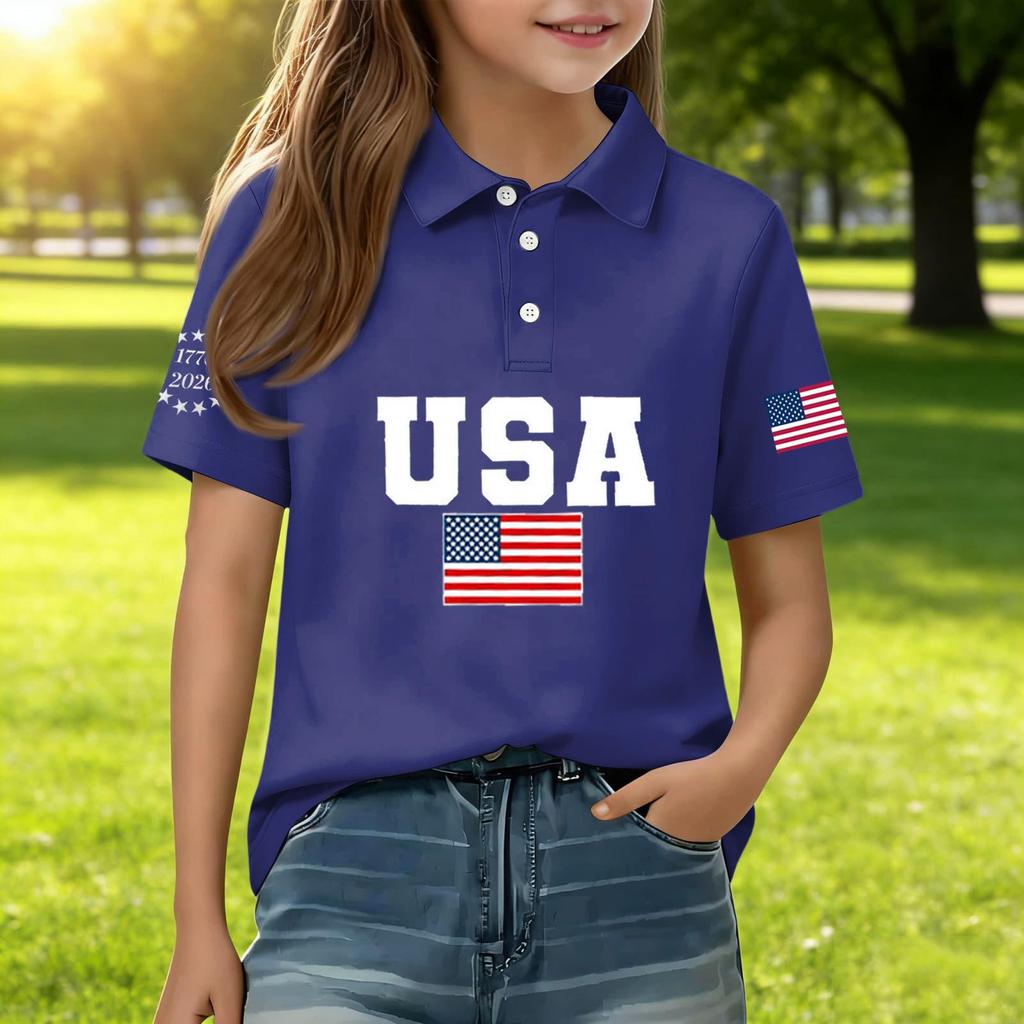 Children's Daily Casual Short-sleeved Print Tops T-shirts Shirts