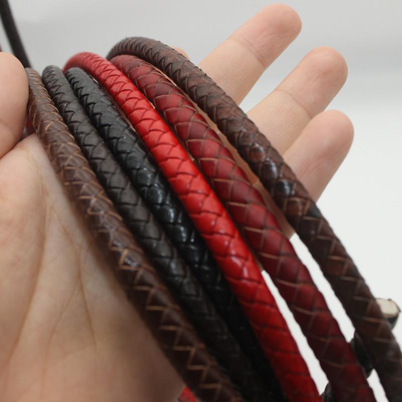 Zhoujia Same Cowhide First Layer Woven Cowhide Rope 8Mmdiy Bracelet Necklace Rope Woven Round Cowhide Rope