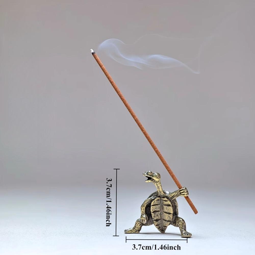 Ein Kampfschildkröten-Räucherstäbchenhalter - eine mittelalterliche Duellszene, stabiles Metall-Räucherschälchen, geeignet für Zuhause, Büro, Meditation