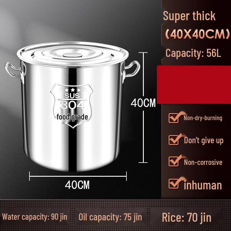JPHZNB Extra Thickened 304 Stainless Steel Round Soup Pot with Lid