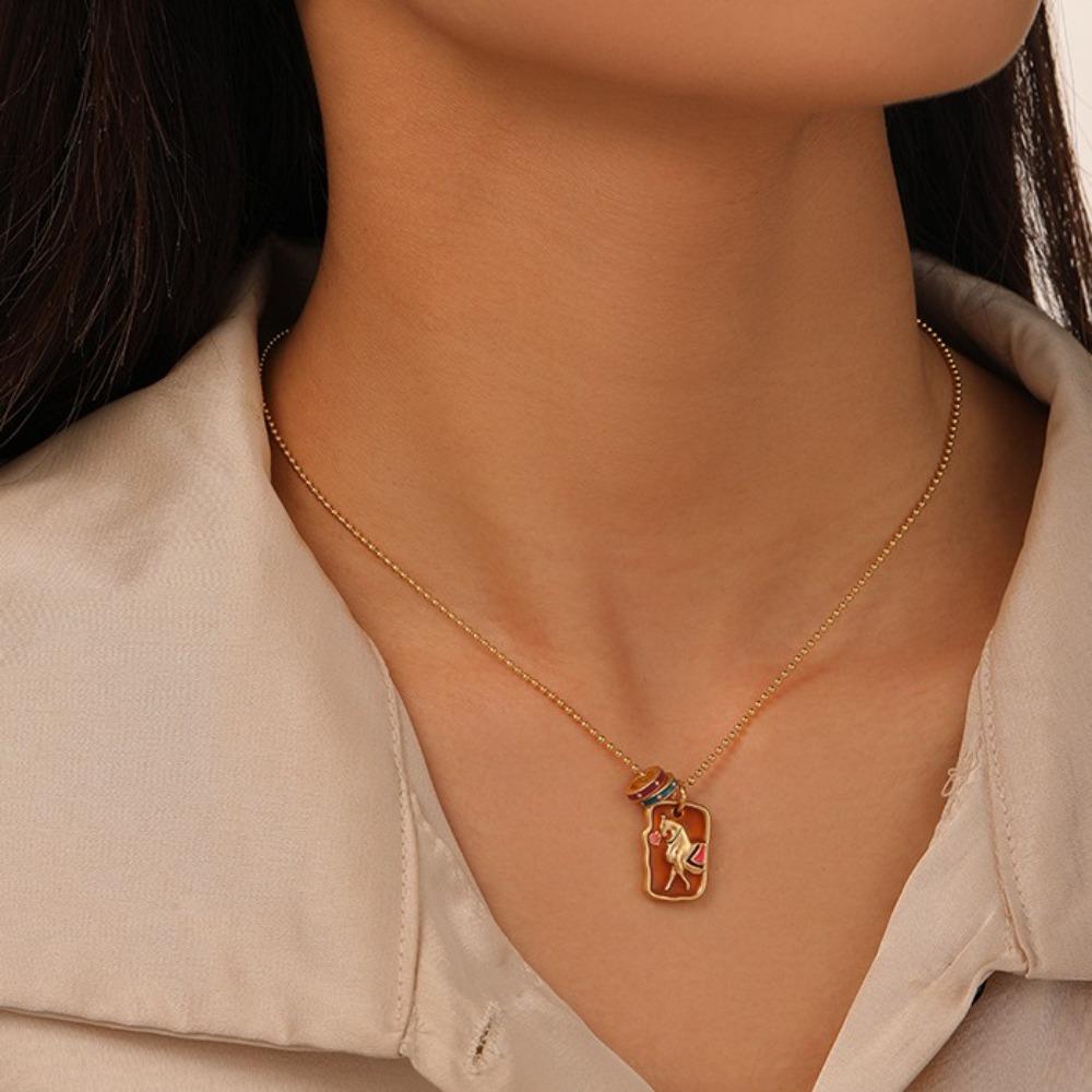 Stainless Steel Pearl Beaded Necklace Simple Collarbone Chain Fashion Beads Choker  Girls