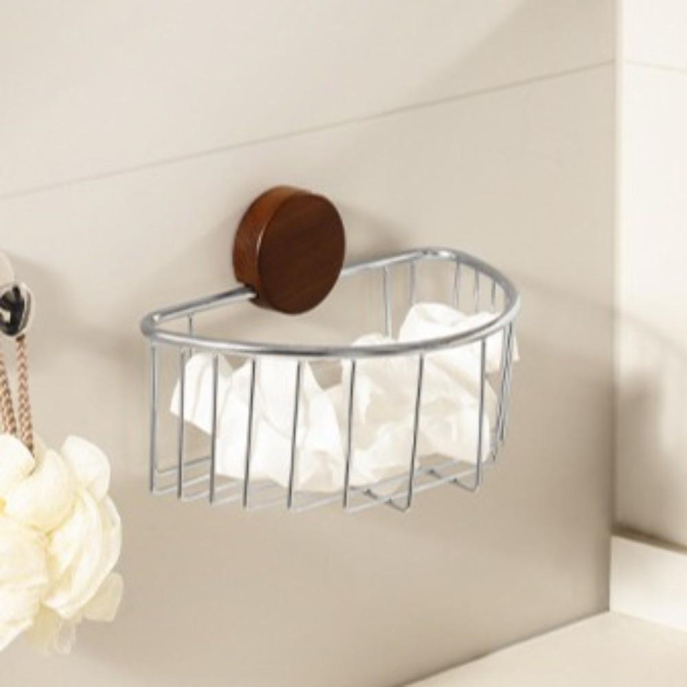 Stainless Steel Suction Cup Storage Rack Hollow-out Tissue Holder Bathroom Organizer Shelf Home