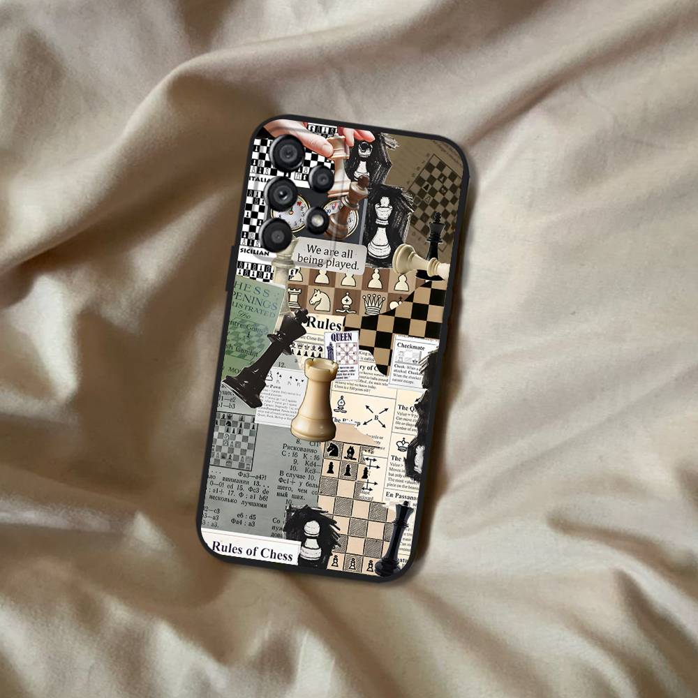 Chess Phone Case For Samsung Galaxy A20,A21s,A22,A31,A32,A52,A53,A72,73,A80 Soft Black Cover