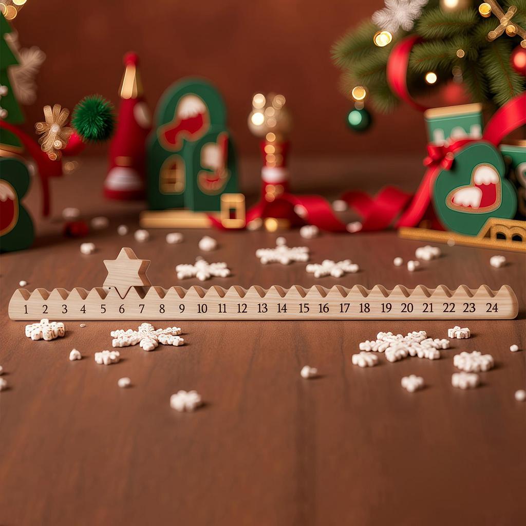 Weihnachts-Countdown-Kalender aus Holz mit Sternen 24 Tage Holz-Adventskalender für Zuhause & Familie Weihnachtsgeschenk Weihnachtsdeko