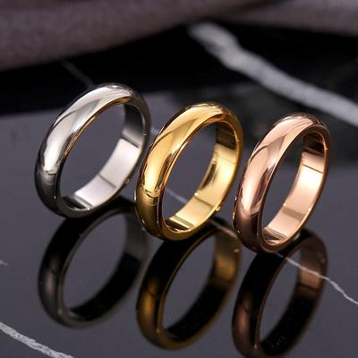 Fashion Rose Gold Smooth Circle Ring Men 'S And Women 'S Exclusive Couple Wedding Ring High Quality Simple Rings Jewelry
