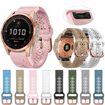 Roségoldene Schnalle, Silikon-Armband für Garmin Fenix ​​7S, 6S Pro, 5S, 20 mm, Schnellverschluss, Easyfit-Armbänder