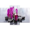 Three Piece Picture Canvas Print Orchid Flowers Stones Purple