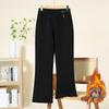 Mom's Warm Velvet High-Waist Flared Pants - Autumn/Winter, Elastic, Loose Fit for Middle-Aged & Elderly Women