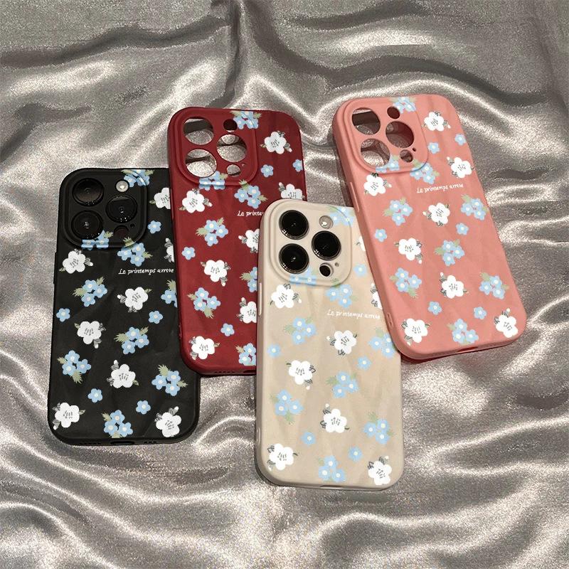 Blue and white flowers are suitable for Apple 17Pro mobile phone case iPhone16/15/14 matte folds 13/12 fresh