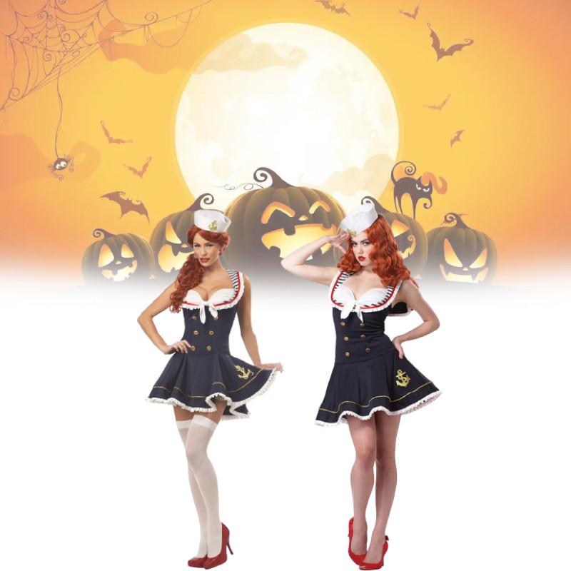Sexy Ladies Halloween Sassy Sailor Girl Party Costume Naval Fancy Outfit Dress