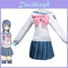 Elegant Danganronpa Dangan Ronpa Sayaka Maizono Uniform Costume Cosplay Suit Dress Wig
