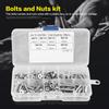 180pcs M4 304 Stainless Steel Flat Head Bolt Screws Nuts Assortment Kit with Box
