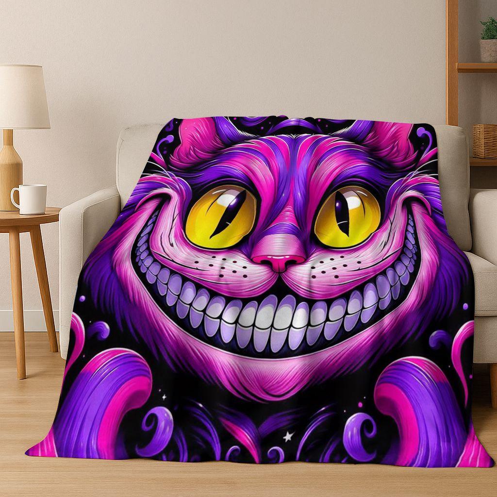 Dream Cheshire Cat Alice In Wonderland Cartoon Flannel Blanket,Cozy Soft Throw Blanket for Home Bedroom Bed Sofa Cover Gift Kid