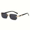 Men'S Y2K Style Square Frameless Fashion Glasses Decorative Lens Design Regular Size for Daily Casual Wear