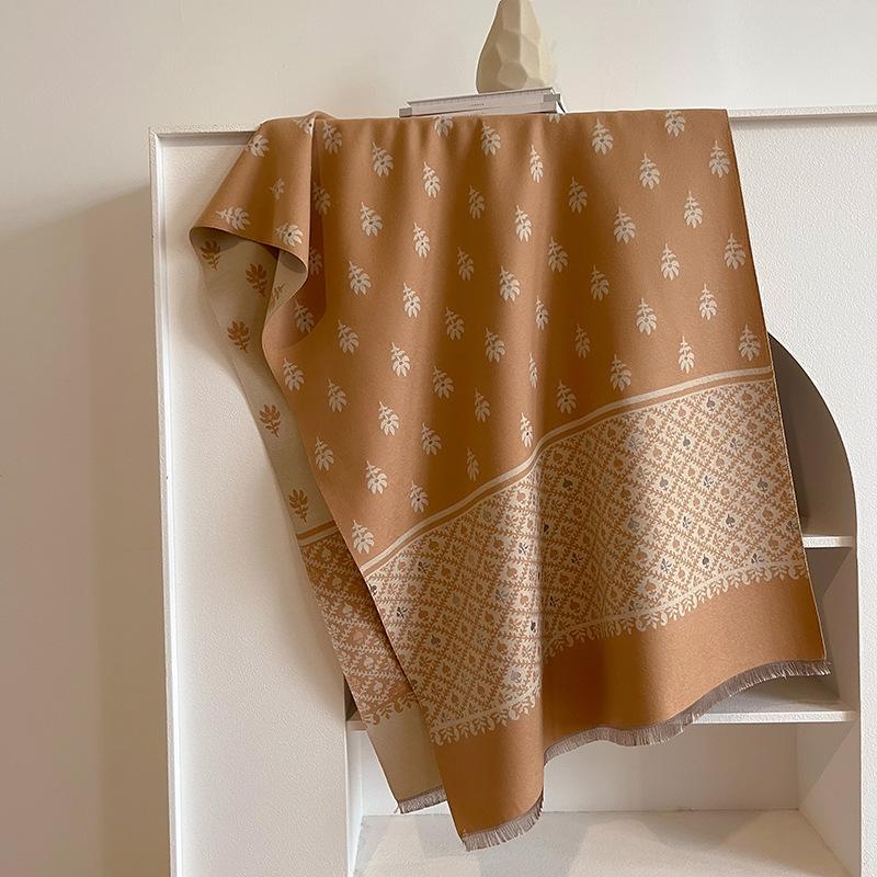 Retro Literature And Art Soft Imitation Cashmere Scarf Female Bohemian Geometry Travel Sunscreen Beach Towel Shawl